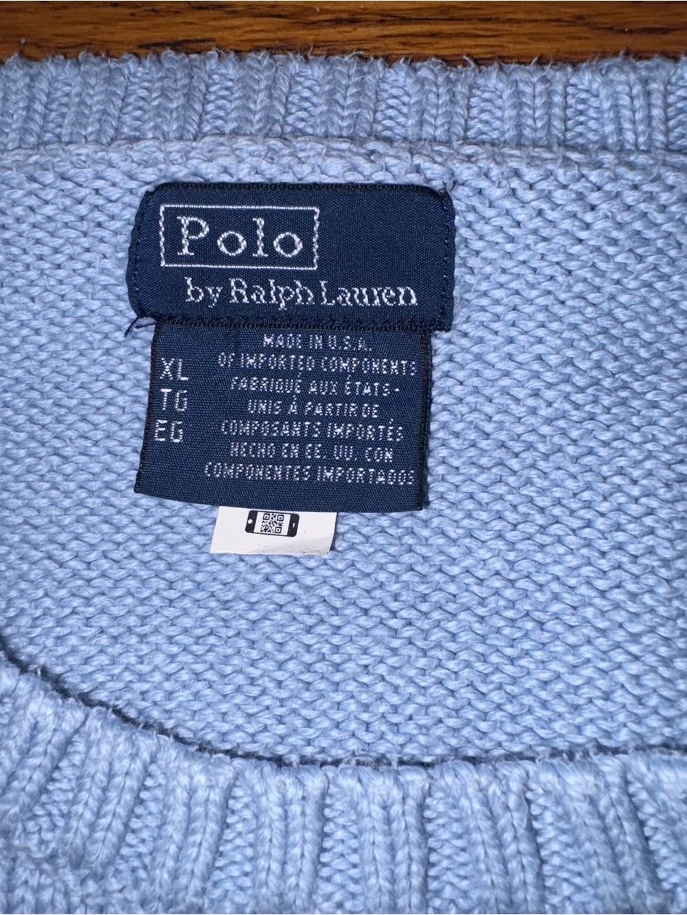 Polo Ralph Lauren Light Blue Iconic American Flag Cotton Knit Sweater Size XL - Picture 7 of 12